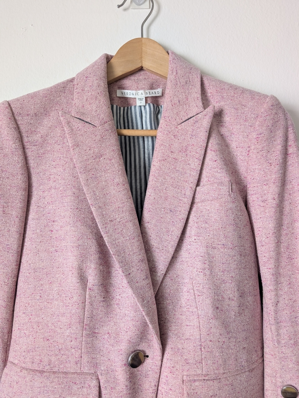 Veronica Beard Steele Pink Wool Tweed Dickey Jacket Blazer Size 2 Celebrity - Picture 7 of 14